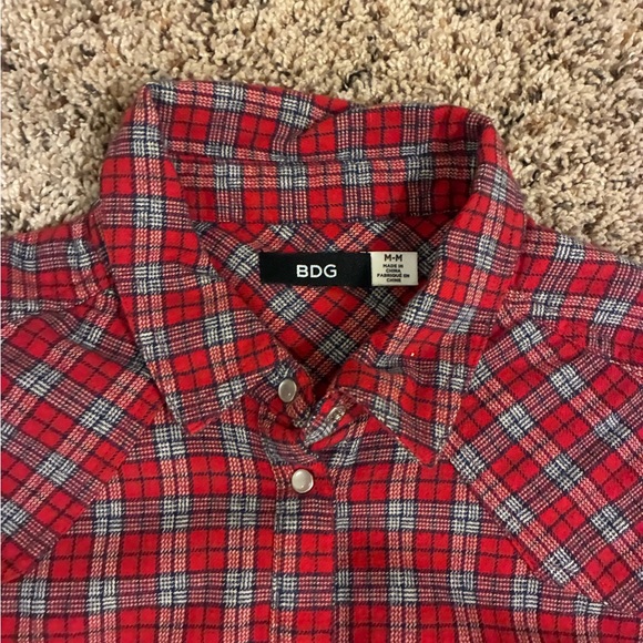 BDG Lace skirted Plaid Red and White cotton shirt - Picture 3 of 5